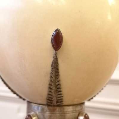 Ostrich egg with carnelian