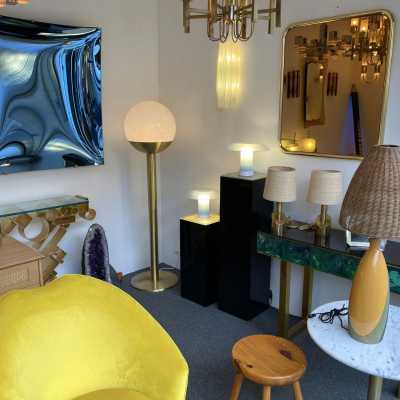 opaline brass floor lamp pia guidetti crippa luci italy 1970