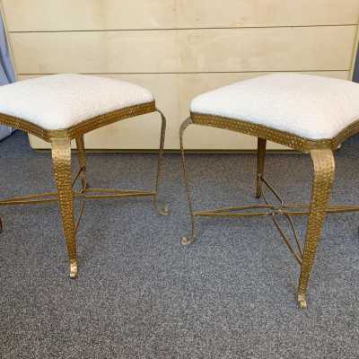 wrought iron stools gold leaf pier luigi colli 1950
