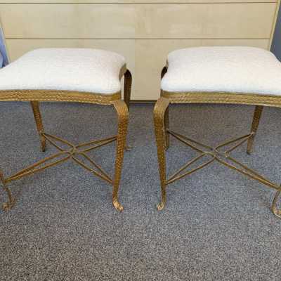 wrought iron stools gold leaf pier luigi colli 1950