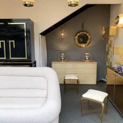 wrought iron stools gold leaf pier luigi colli 1950