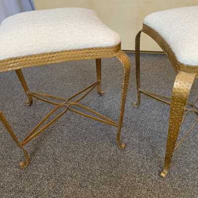 wrought iron stools gold leaf pier luigi colli 1950