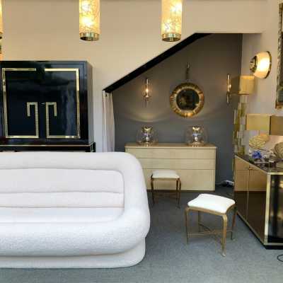 wrought iron stools gold leaf pier luigi colli 1950