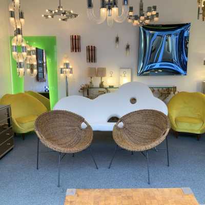 rattan armchairs pair roberto mango italy 1950
