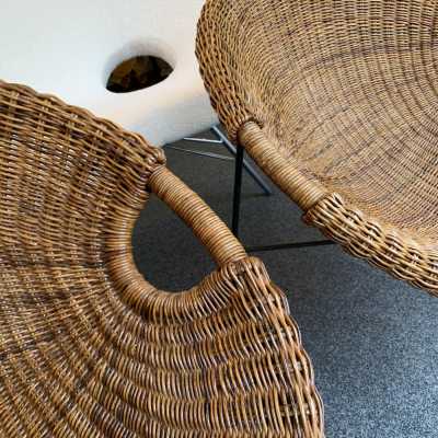rattan armchairs pair roberto mango italy 1950