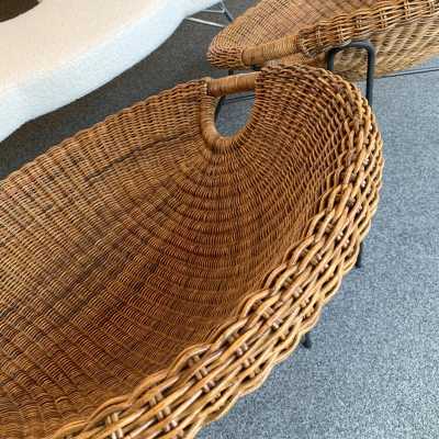 rattan armchairs pair roberto mango italy 1950