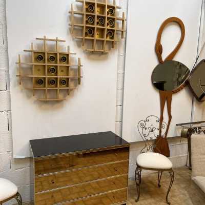 wall lights pair wood brass esperia italy 1970