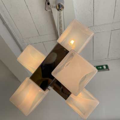 Chandelier metal murano glass mazzega carlo nason italy 1970