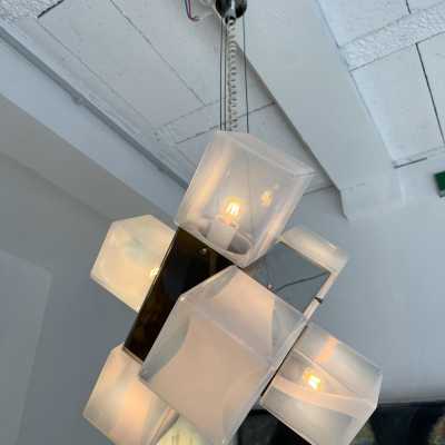 Chandelier metal murano glass mazzega carlo nason italy 1970