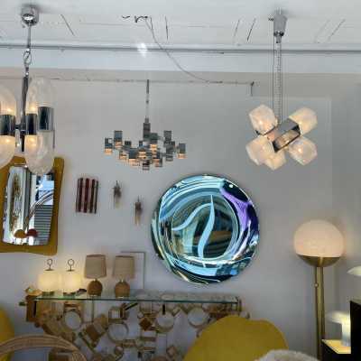 Chandelier metal murano glass mazzega carlo nason italy 1970