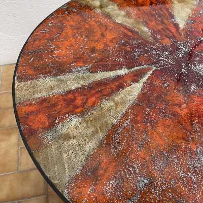 coffee table ceramic terracotta enamelled metal G Olivier Swiss 1950 1960