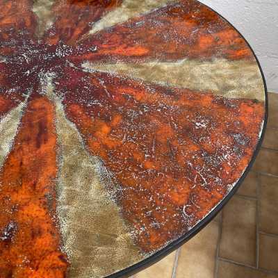 coffee table ceramic terracotta enamelled metal G Olivier Swiss 1950 1960