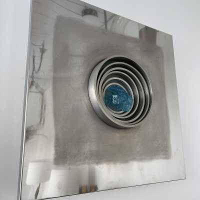 stainless steel pair wall lights angelo brotto esperia italy 1970