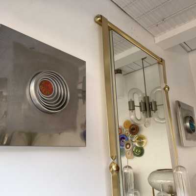 stainless steel pair wall lights angelo brotto esperia italy 1970