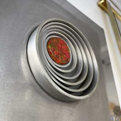 stainless steel pair wall lights angelo brotto esperia italy 1970