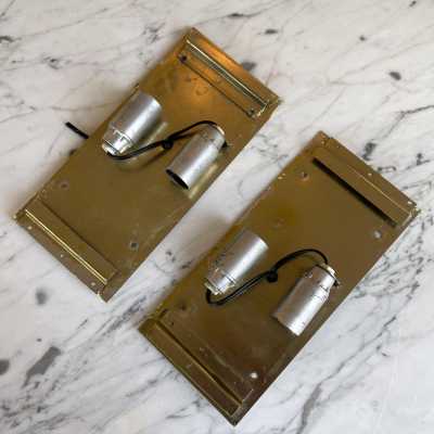 sconces pair wrought iron hammered glass poliarte biancardi jordan italy 1970