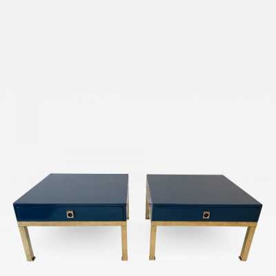 tables pair ends of sofa lacquer brass guy lefevre maison jansen france 1970