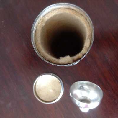 Old silver metal thermos