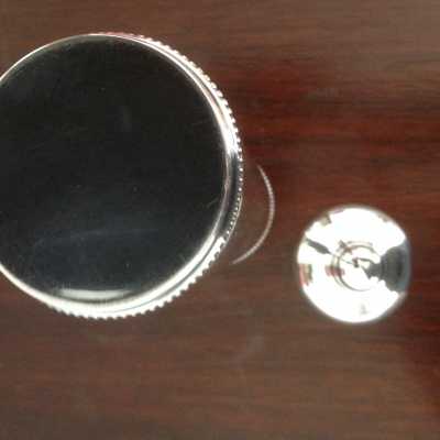 Old silver metal thermos