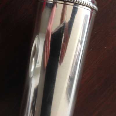 Old silver metal thermos