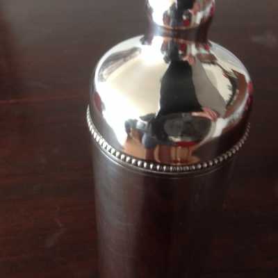 Old silver metal thermos