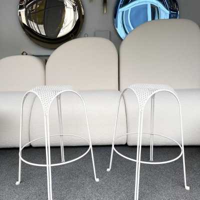 Enamelled perforated metal bar stools mathieu matégot maurizio tempestini italy 1950