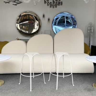 Enamelled perforated metal bar stools mathieu matégot maurizio tempestini italy 1950