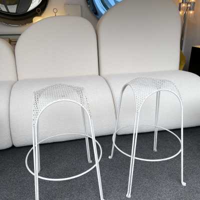 Enamelled perforated metal bar stools mathieu matégot maurizio tempestini italy 1950