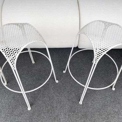 Enamelled perforated metal bar stools mathieu matégot maurizio tempestini italy 1950