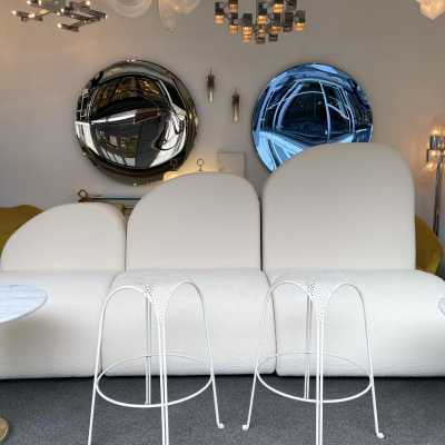 Enamelled perforated metal bar stools mathieu matégot maurizio tempestini italy 1950