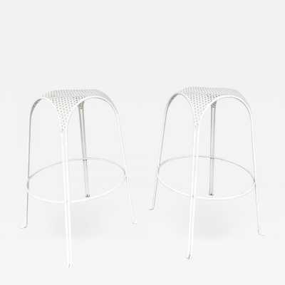 Enamelled perforated metal bar stools mathieu matégot maurizio tempestini italy 1950