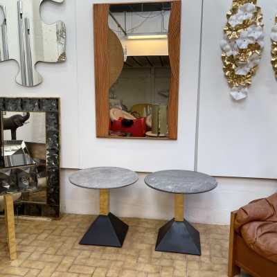 Ends of sofa tables granite brass metal lacquer memphis italy 1980