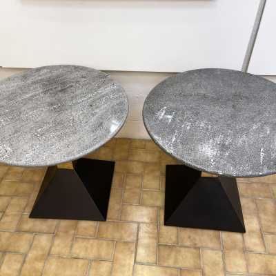 Ends of sofa tables granite brass metal lacquer memphis italy 1980