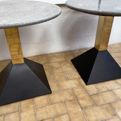 Ends of sofa tables granite brass metal lacquer memphis italy 1980