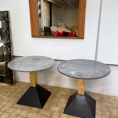 Ends of sofa tables granite brass metal lacquer memphis italy 1980