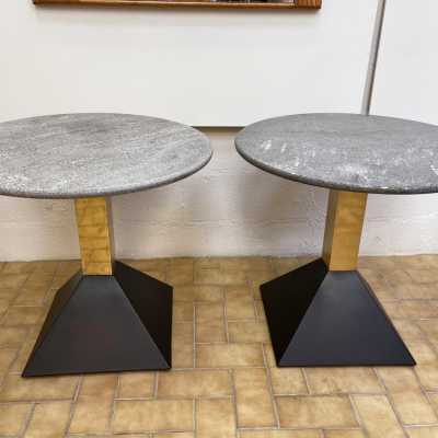 Ends of sofa tables granite brass metal lacquer memphis italy 1980