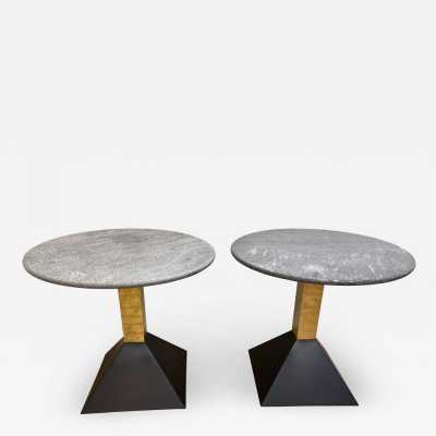 Ends of sofa tables granite brass metal lacquer memphis italy 1980