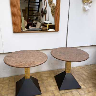 Ends of sofa tables granite brass metal lacquer memphis italy 1980