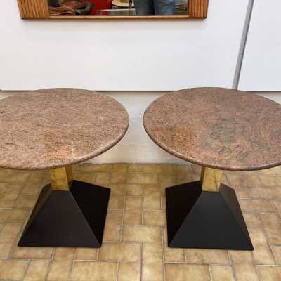 Ends of sofa tables granite brass metal lacquer memphis italy 1980