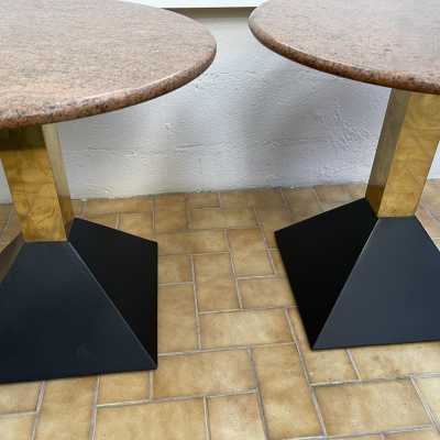 Ends of sofa tables granite brass metal lacquer memphis italy 1980