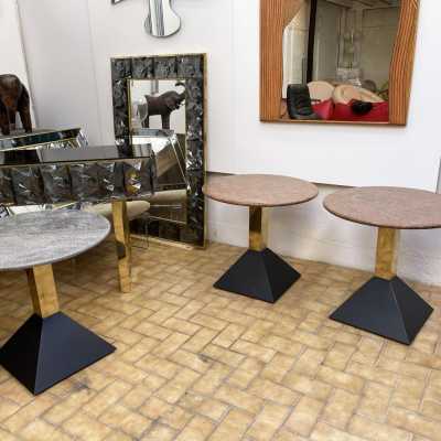 Ends of sofa tables granite brass metal lacquer memphis italy 1980