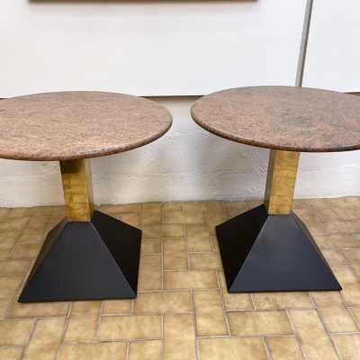 Ends of sofa tables granite brass metal lacquer memphis italy 1980