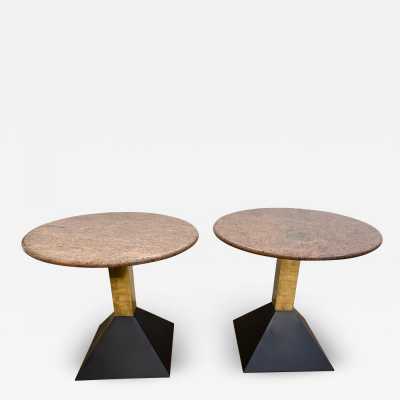 Ends of sofa tables granite brass metal lacquer memphis italy 1980