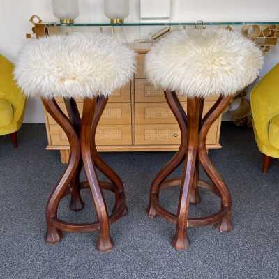 sheep wood stool Italy 1960 1970