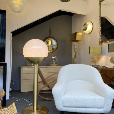 Brass and opaline P428 floor lamp by Pia Guidetti Crippa for LUCI. Italy 1970