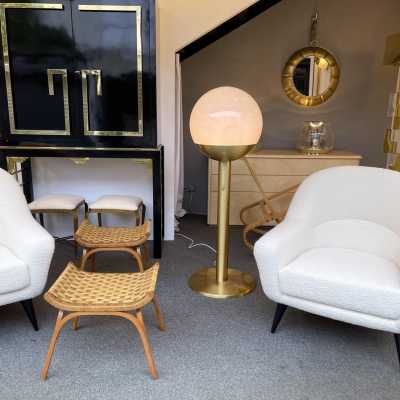 Brass and opaline P428 floor lamp by Pia Guidetti Crippa for LUCI. Italy 1970