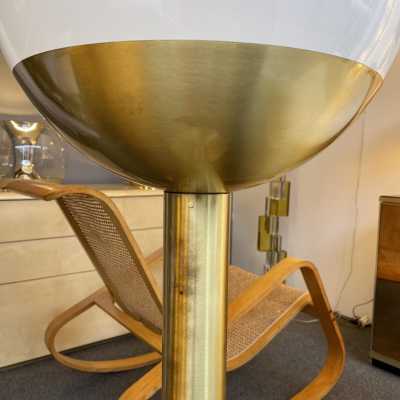 Brass and opaline P428 floor lamp by Pia Guidetti Crippa for LUCI. Italy 1970