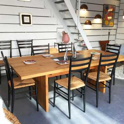 Dining table Solid elm Suede 1970