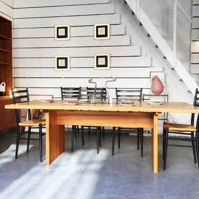 Dining table Solid elm Suede 1970