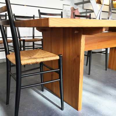 Dining table Solid elm Suede 1970